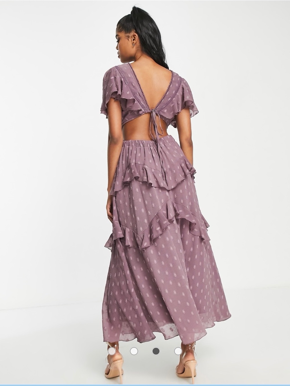 ASOS DESIGN size 14 mauve Ruffle Tiered Maxi Dress - Picture 2 of 7